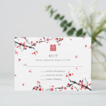 Invitación Xi Chino Elegante De Bodas Rojas Doble