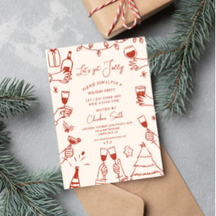 Invitación Xmas Fiesta HolidayHand Drawn Funky Handwriting