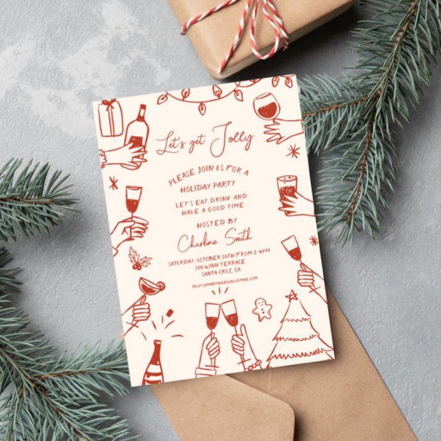 Invitación Xmas Fiesta HolidayHand Drawn Funky Handwriting (Subido por el creador)