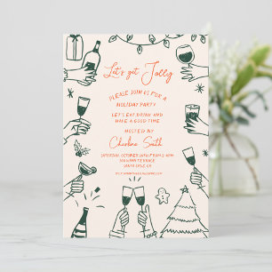 Invitación Xmas Fiesta HolidayHand Drawn Funky Handwriting