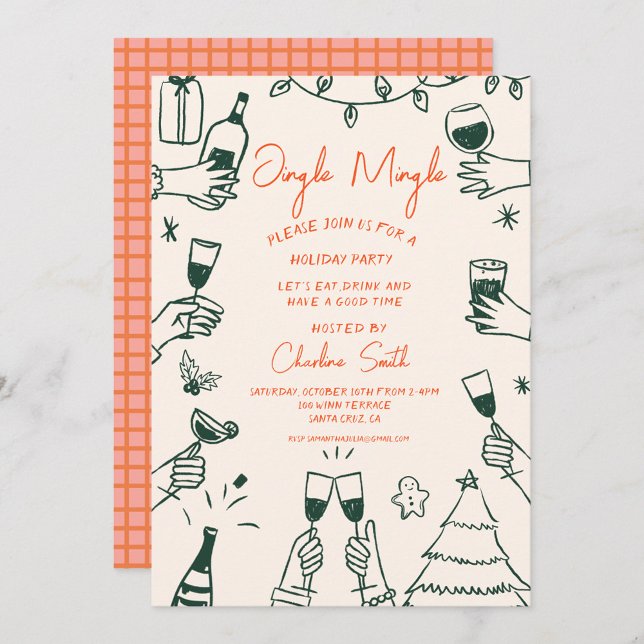 Invitación Xmas Fiesta La Mano De Festividad Dibujó Una Maner (Subido por el creador)