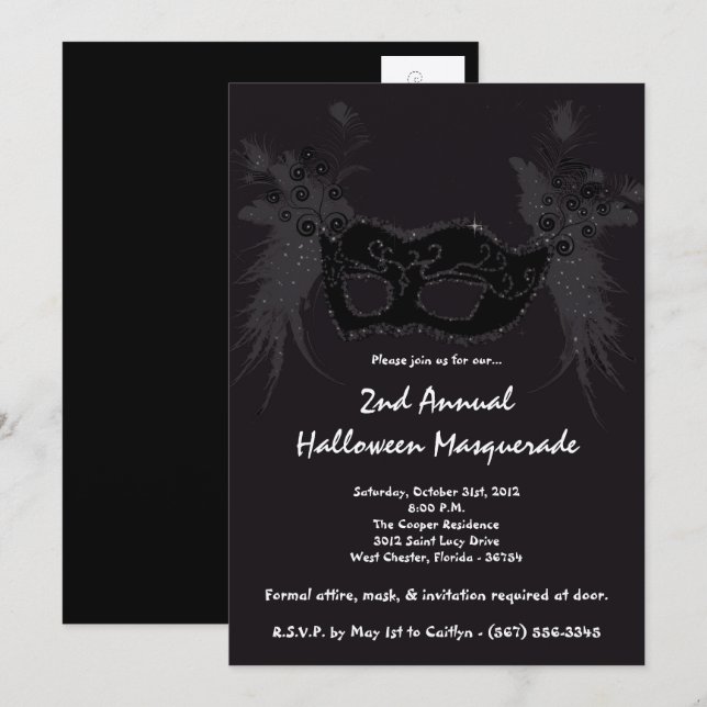 Invitación XMAS para Navidades de Mascarada Negra  (Anverso / Reverso)