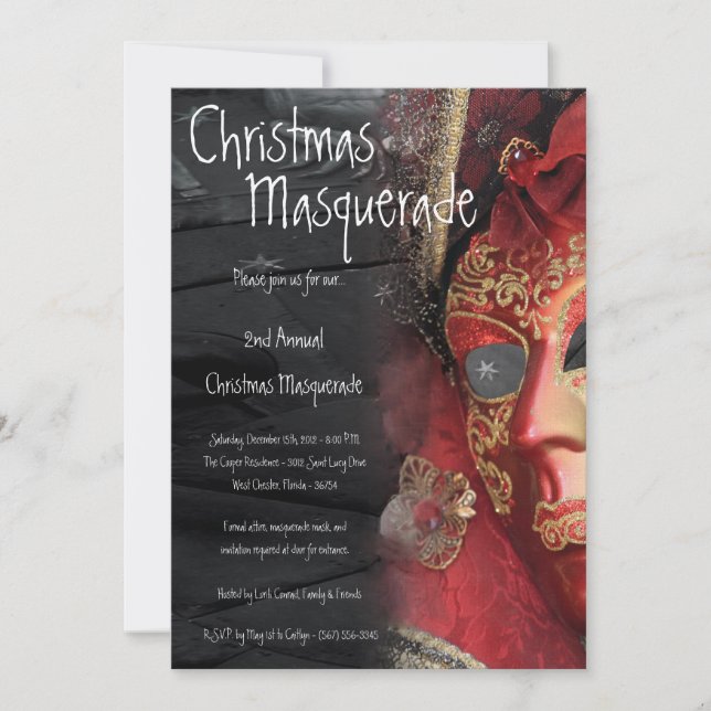Invitación XMAS para Navidades de Mascaradas Rojas (Anverso)