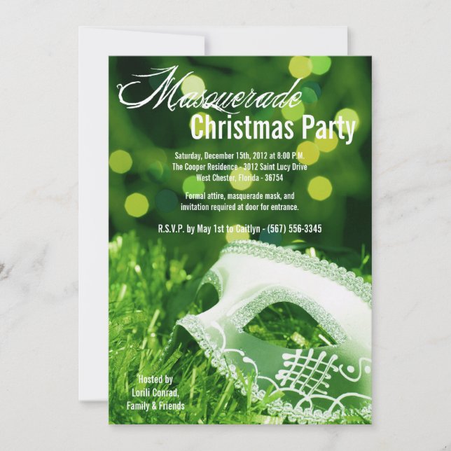 Invitación XMAS para Navidades de Mascaradas Verde (Anverso)