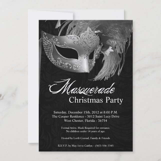 Invitación XMAS para Navidades de máscaras platead (Anverso)