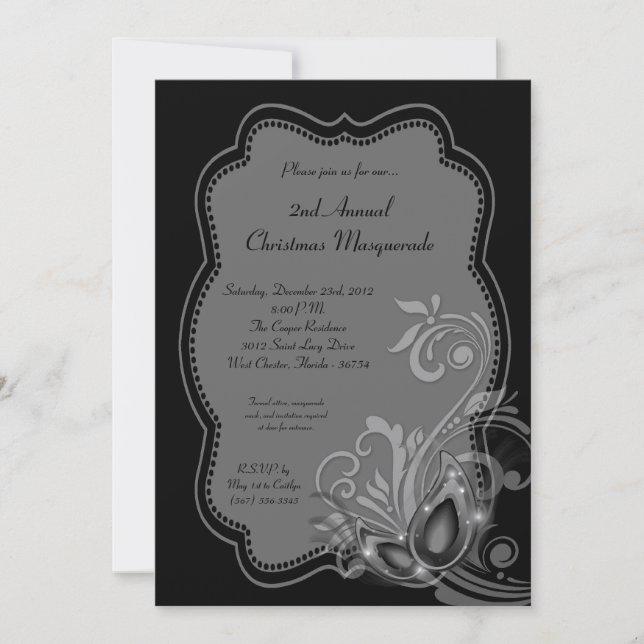 Invitación XMAS para Navidades de máscaras platead (Anverso)