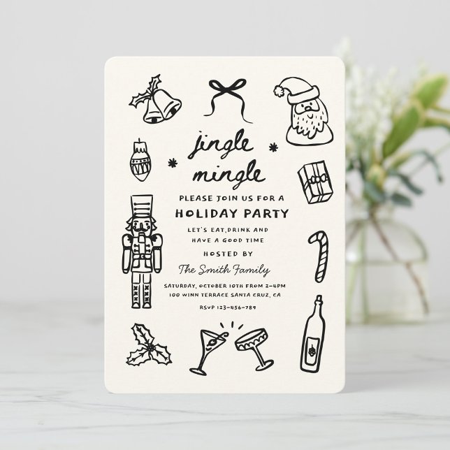 Invitación Xmas Party Holiday Hand Drawn Funky Handwritting (Subido por el creador)