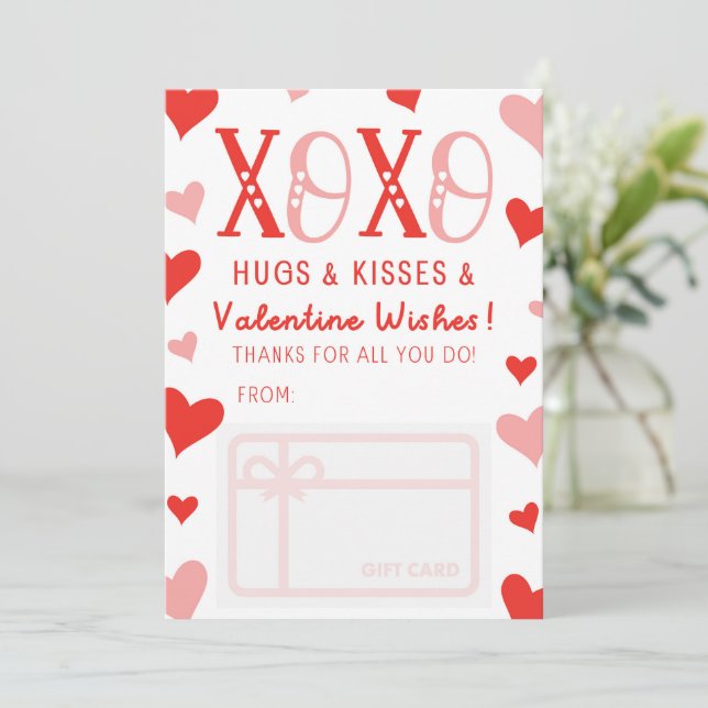 Invitación XOXO Abrazos Besos San Valentín Deseos De Regalo (Anverso de pie)