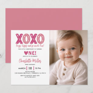 Invitación XOXO Abrazos y Besos Cumpleaños 1er Día de San Val