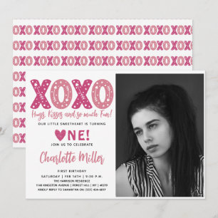 Invitación XOXO Abrazos y Besos Cumpleaños 1er Día de San Val