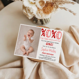 Invitación XOXO Abrazos y Besos Cumpleaños 1er Día de San Val