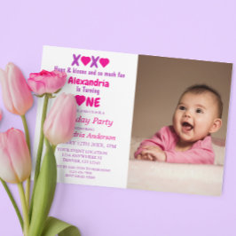 Invitación XOXO Abrazos y besos primer cumpleaños
