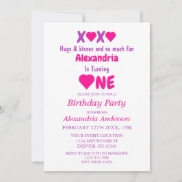 Invitación XOXO Abrazos y besos primer cumpleaños