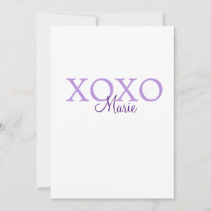 Invitación Xoxo el día de San Valentín añadir nombre púrpura