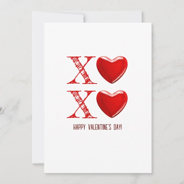 Invitación Xoxo Feliz San Valentín con dulce caramelo de cora (Anverso)