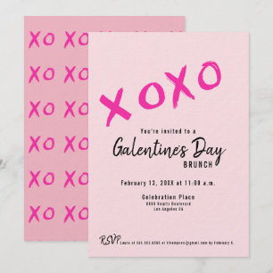 Invitación XOXO Galentine’s Day Chicas Brunch Rosa Moderno