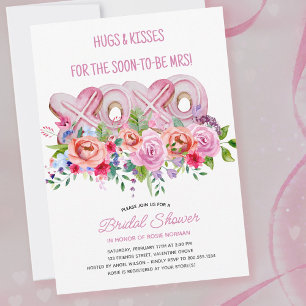 Invitación XOXO Galletas Rosadas Vibrante Bridal Shower Flora
