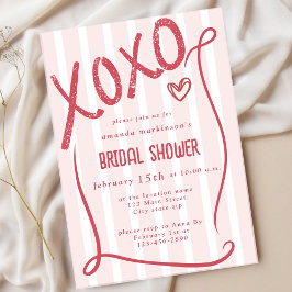 Invitación XOXO Hand Drawn Pink Bridal Shower Party