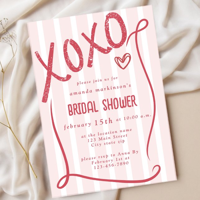 Invitación XOXO Hand Drawn Pink Bridal Shower Party (Subido por el creador)