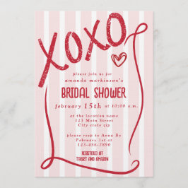 Invitación XOXO Hand Drawn Pink Bridal Shower Party