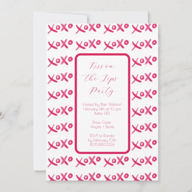 Invitación XOXO pintada a mano (Anverso)