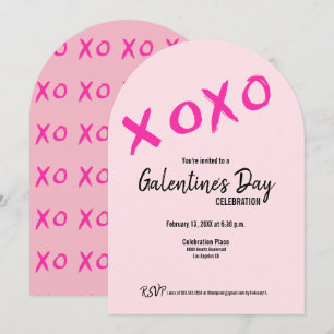 Invitación XOXO rosado cute Fiesta del día de Galentine