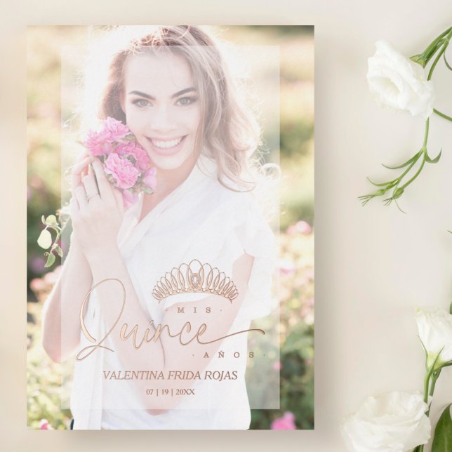 Invitación XV Princesa Corona Elegante Superposici (Subido por el creador)