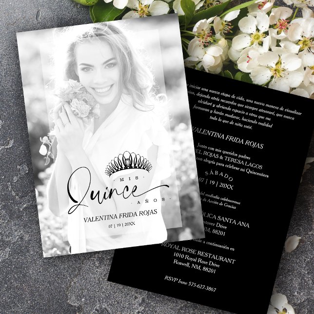 Invitación XV Princess Crown Elegant Overlay Vellum Effect (Subido por el creador)
