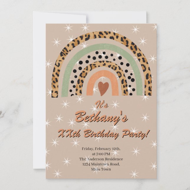 Invitación XX.ª fiesta de cumpleaños del leopardo de la impre (Anverso)