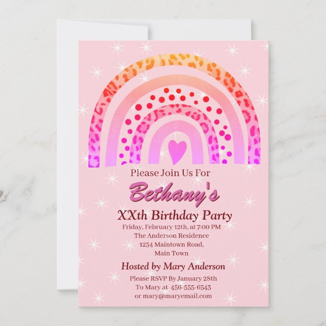 Invitación XX.ª fiesta de cumpleaños del leopardo de la impre (Anverso)