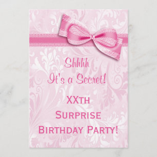 Invitación XX.ª SORPRESA Fiesta de Cumpleaños Damasco Rosa y