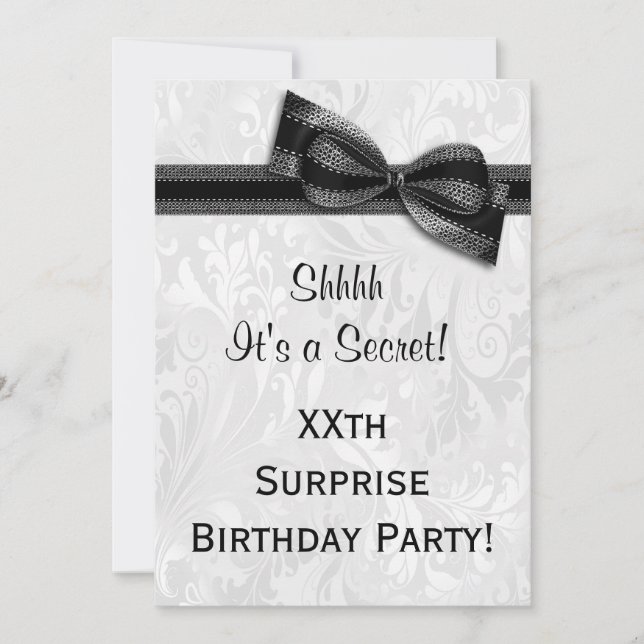 Invitación XX SORPRESA Fiesta de cumpleaños Damasco y ceja (Anverso)