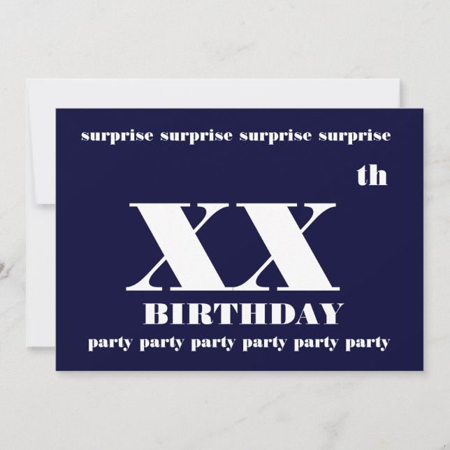 Invitación Xxth SURPRISE Birthday Party Invitation Template (Anverso)
