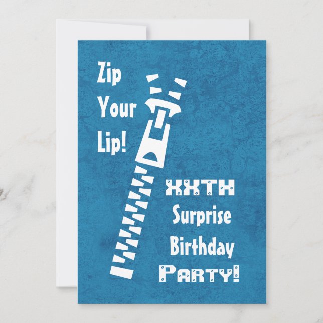 Invitación xxxth SURPRISE Blue Birthday Party SB002 (Anverso)