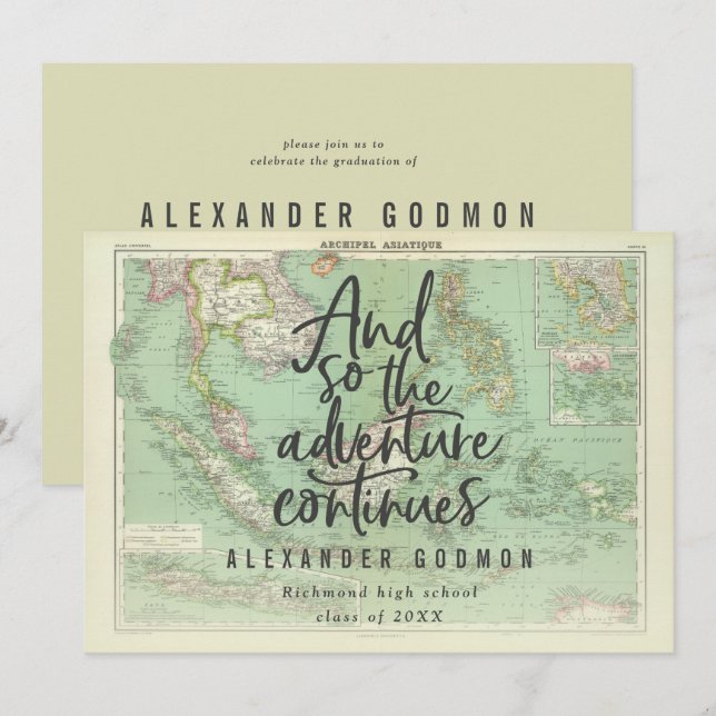 Invitación Y así la aventura continúa (Anverso / Reverso)