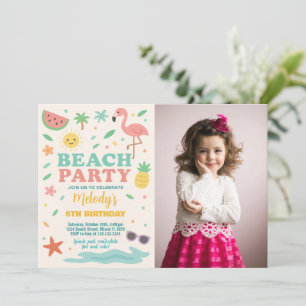 Invitación y decoración de cumpleaños de playa tro