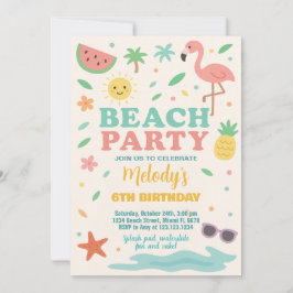 Invitación y decoración de cumpleaños de playa tro