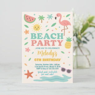 Invitación y decoración de cumpleaños de playa tro