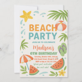 Invitación y decoración de cumpleaños en la playa