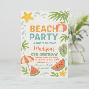Invitación y decoración de cumpleaños en la playa