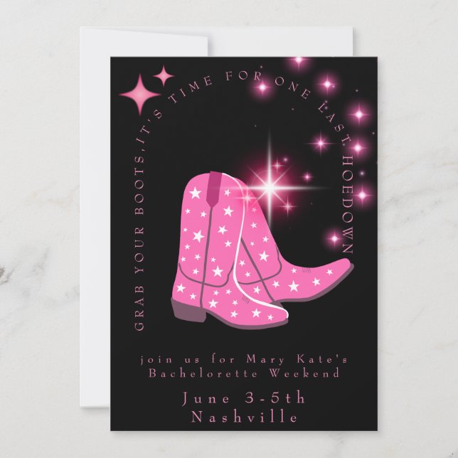 Invitación y detalles de Nashville Bachelorette We (Anverso)
