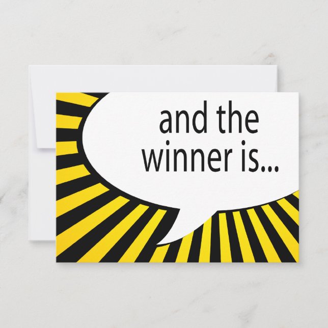 Invitación ¡y el ganador es! burbuja cómica del discurso (Anverso)