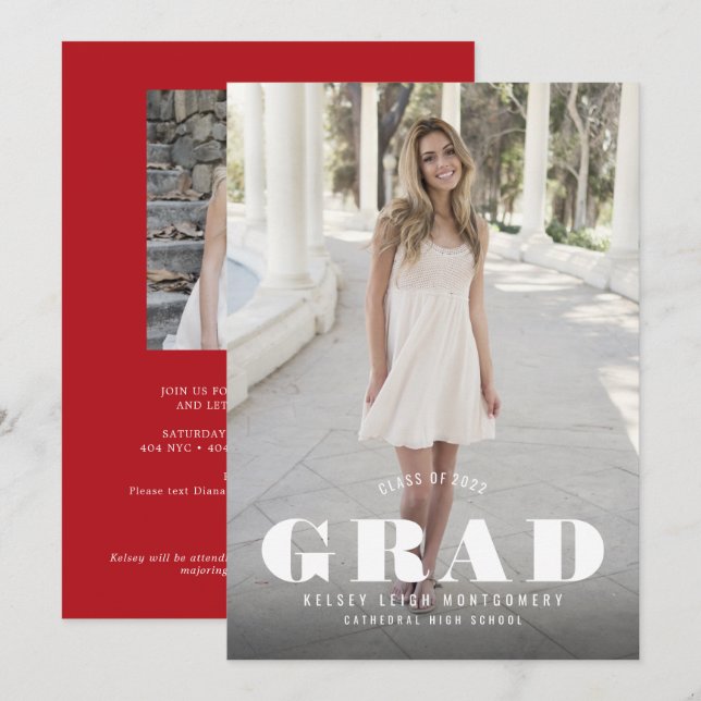 Invitación y Fiesta de fotografía de graduación en (Anverso / Reverso)