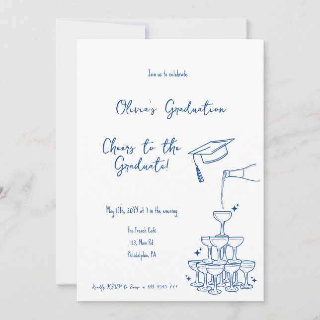Invitación y invitación de graduación por mano (Anverso)