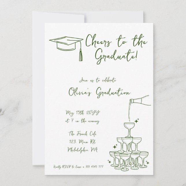 Invitación y invitación de graduación por mano (Anverso)