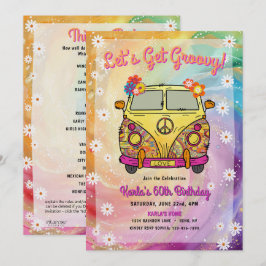 Invitación y juego de fiesta de cumpleaños Hippie
