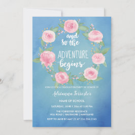 Invitación Y la aventura comienza tan al graduado de la