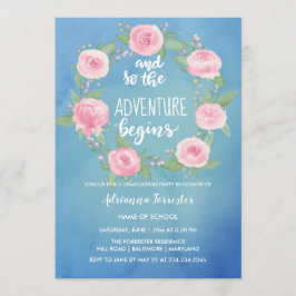 Invitación Y la aventura comienza tan al graduado de la