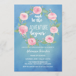 Invitación Y la aventura comienza tan al graduado de la