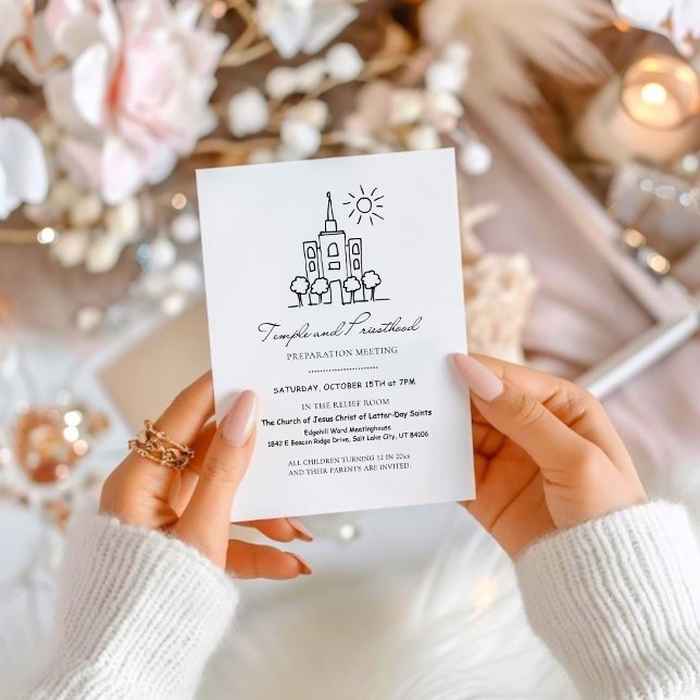 Invitación y programa de vista previa del templo S (LDS Temple And Priesthood Preview Invite & Program)